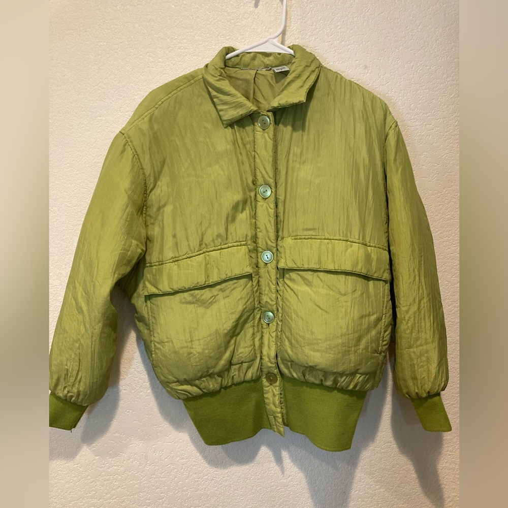 Green button up jacket